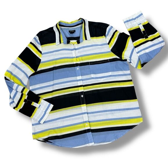 Ann Taylor Striped Long Sleeve Button Up Shirt Multicolor XL - Picture 10 of 10